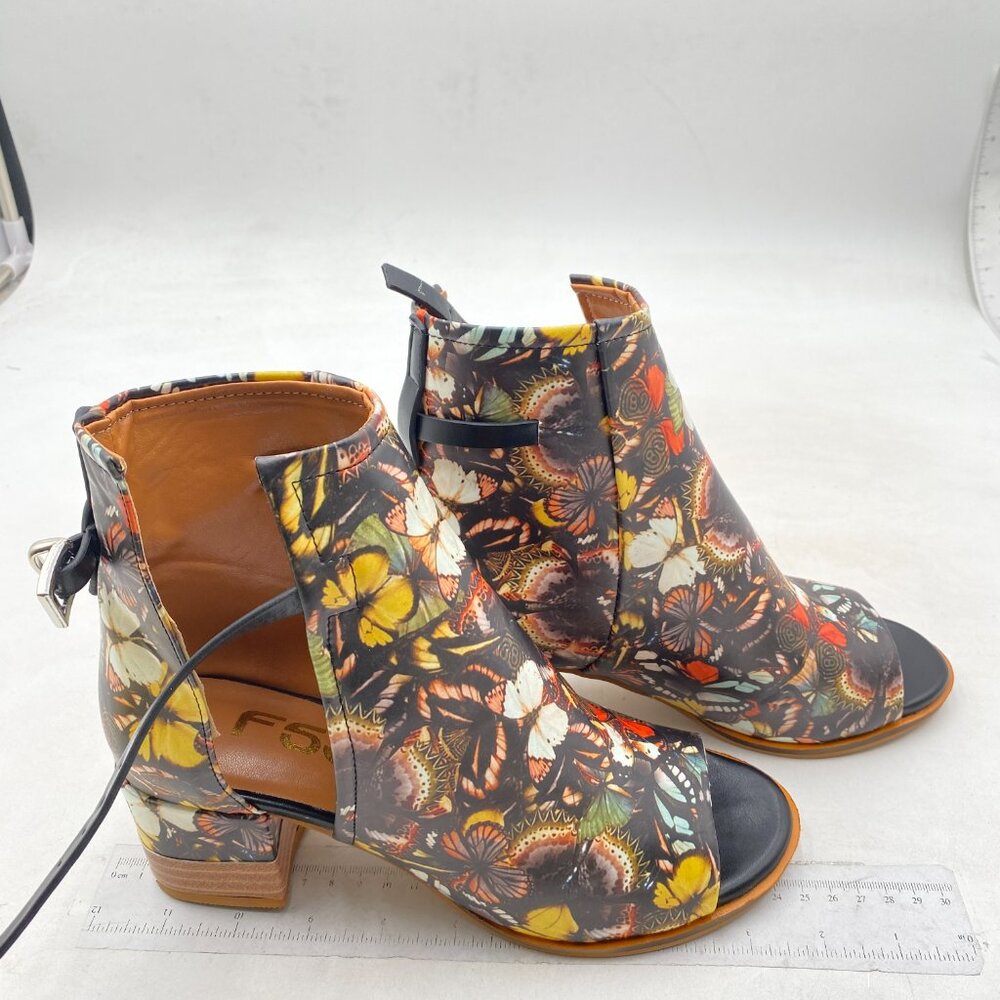 FSJ Women Peep Open Toe Sandals Boot Cut Out Buckle Ankle Bootie Butterfly Print - Picture 4 of 8